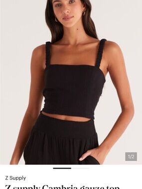 Z Supply Black Cambria Gauze Crop Tank - Sz M